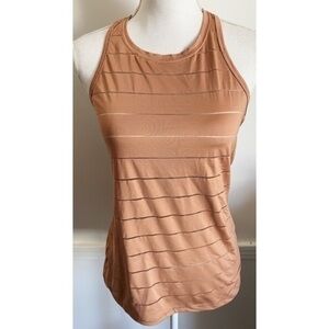 Athleta • Orange Mesh Stripe Chi Tank Top Flawed
